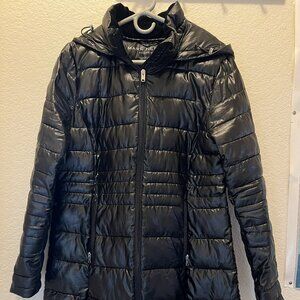 Marc New York Lightweight Puffer Jacket Womens Large Black Full Zip